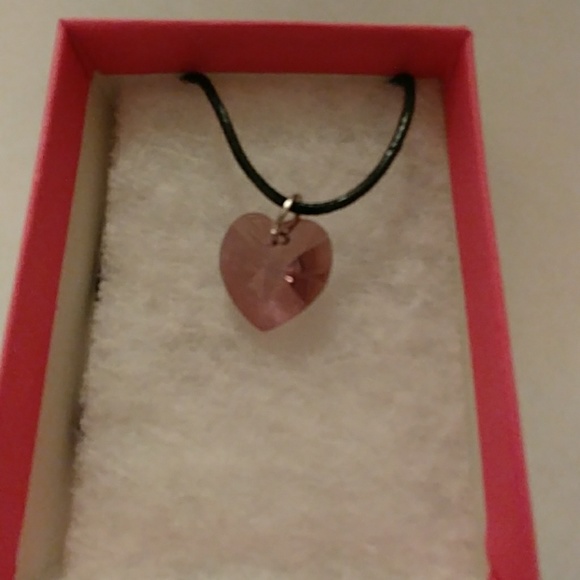 Alexandrite Pink Crystal Heart Necklace - Picture 5 of 8